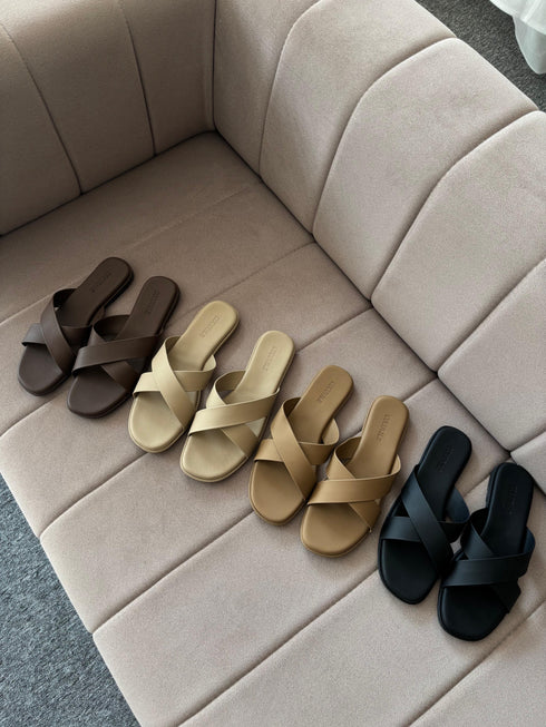 Criss Cross Slid-On Sandals